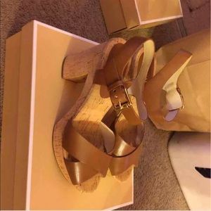 Brown mk platform heels